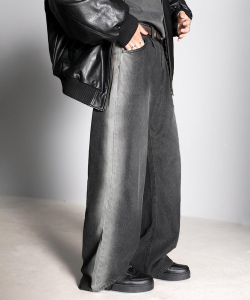 「Java」 加工デニムパンツ LARGE ワンウォッシュ レディース