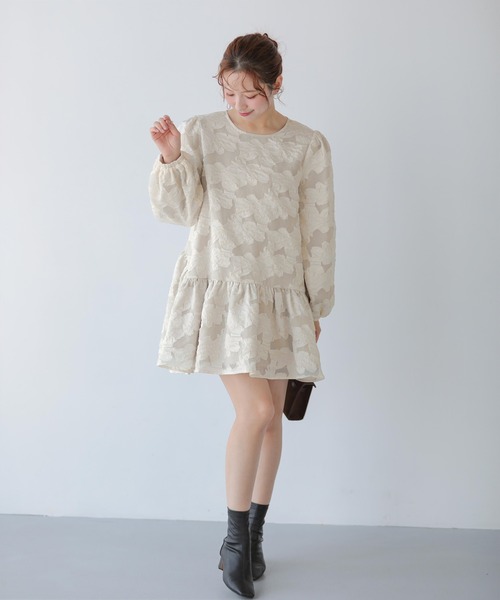 Fit more（フィットモア） ジャガードパフスリーブチュニック