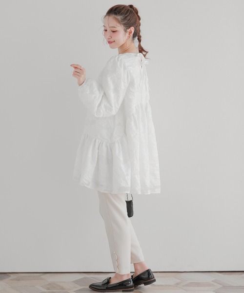 Fit more（フィットモア） ジャガードパフスリーブチュニック