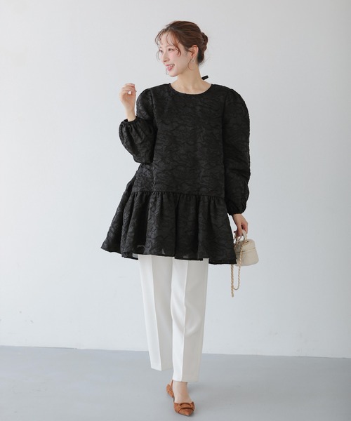 Fit more（フィットモア） ジャガードパフスリーブチュニック