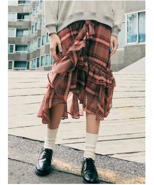 FURFUR（ファーファー） フリルスカート ONE SIZE レッド レディース