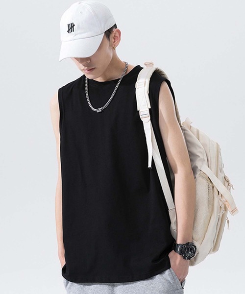 「WESTSEA」 ノースリーブトップス L ブラック メンズ_画像2