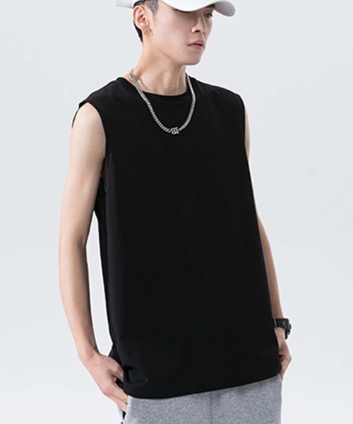 「WESTSEA」 ノースリーブトップス L ブラック メンズ_画像3