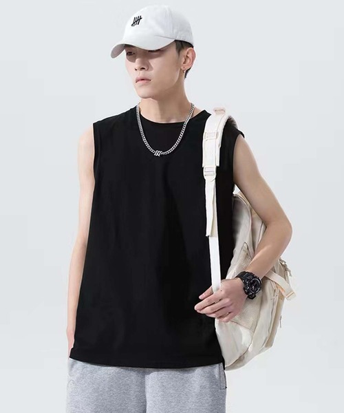 「WESTSEA」 ノースリーブトップス L ブラック メンズ_画像6