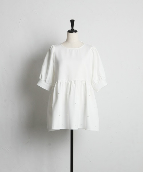 「&. NOSTALGIA」 半袖ブラウス M オフホワイト レディース_画像3