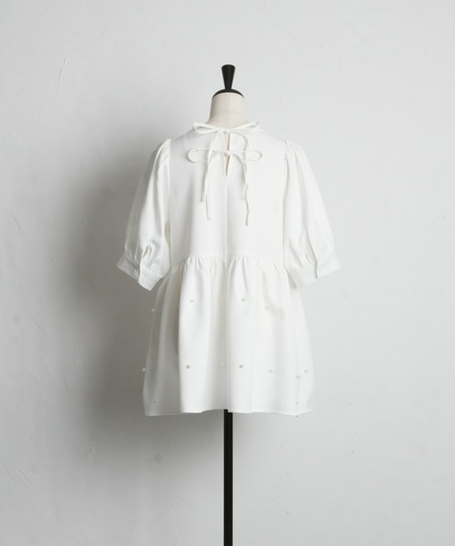 「&. NOSTALGIA」 半袖ブラウス M オフホワイト レディース_画像5