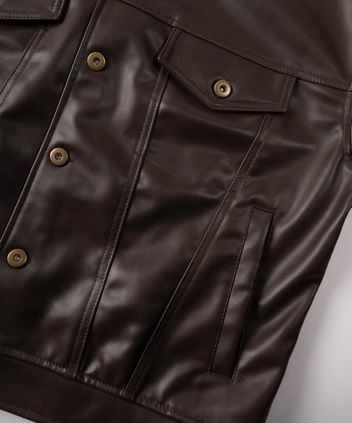 ブルゾン アウター 「72」PUレザー/フェイクスウェード トラッカー