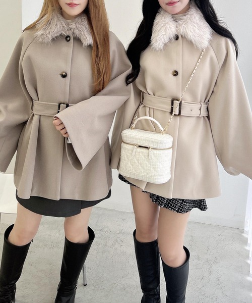 INGNI（イング） コート アウター エコファー取り外しケープライク