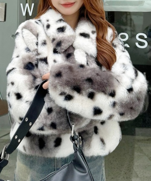 Ada. ブルゾン アウター アニマル柄 ショート丈 ファージャケット