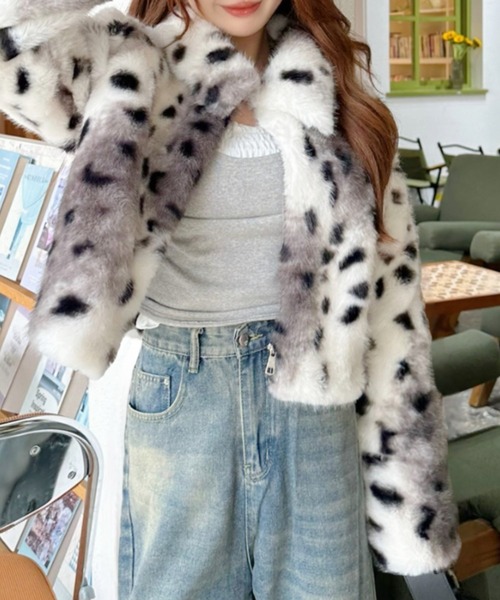 Ada. ブルゾン アウター アニマル柄 ショート丈 ファージャケット