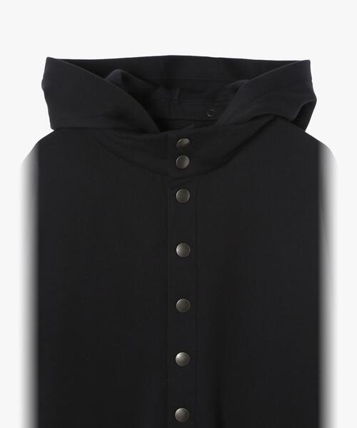 agnes b カーディガンプレッション ロングコート 黒 裏起毛 M相当 メンズ オーガニックコットン メルトン カーディガンプレッション