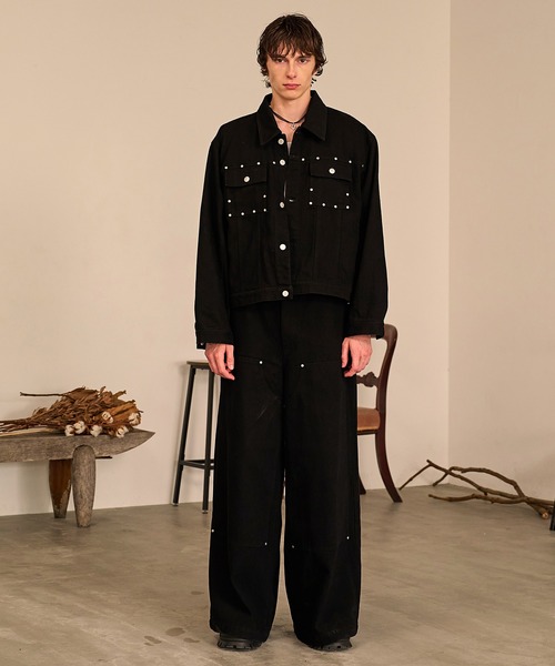 Forte ワイドパンツ ジーンズ Studded Double Knee Baggy Pants
