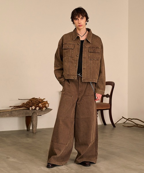 Forte ジーンズ Studded Double Knee Baggy Pants/スタッズダブルニー