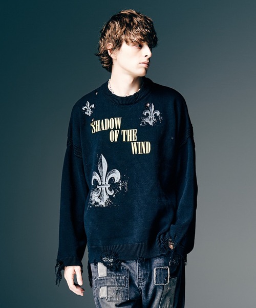 glamb ダメージ加工 ニット ブラック M glamb（グラム） セーター ニット Sacred Damage Knit / セイクリッド