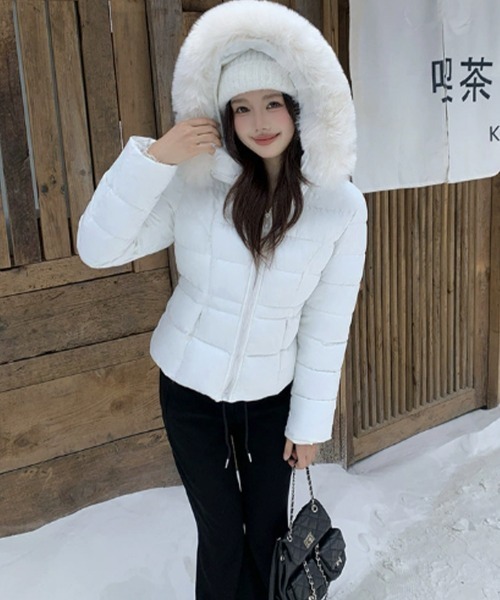 ダウンコート ダウンジャケット 取り外し可能ファー付 フーデッド