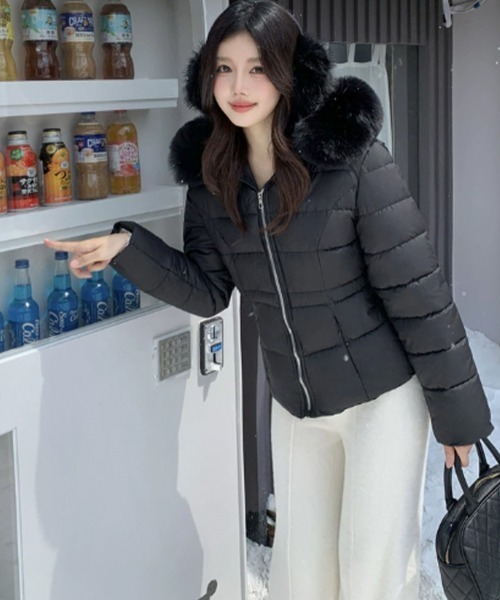 ダウンコート ダウンジャケット 取り外し可能ファー付 フーデッド