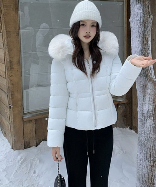 ダウンコート ダウンジャケット 取り外し可能ファー付 フーデッド