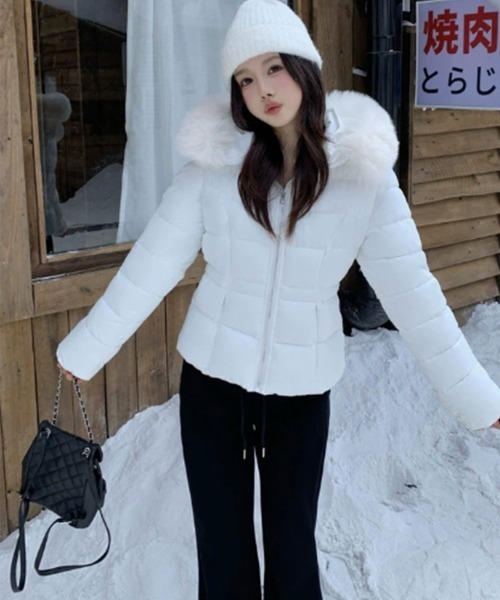 ダウンコート ダウンジャケット 取り外し可能ファー付 フーデッド