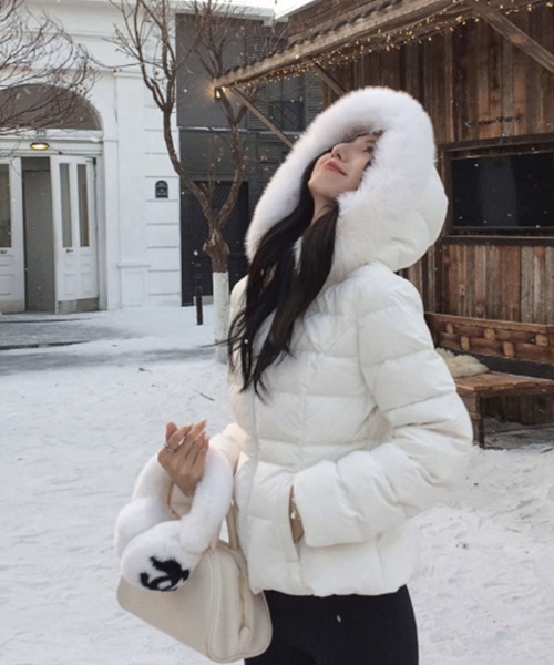 ダウンコート ダウンジャケット 取り外し可能ファー付 フーデッド