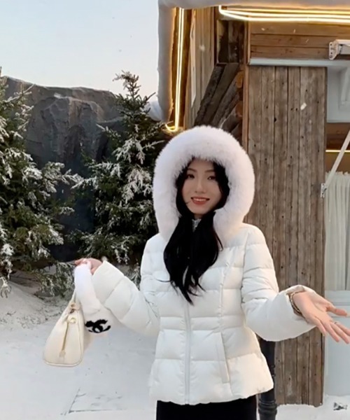 ダウンコート ダウンジャケット 取り外し可能ファー付 フーデッド