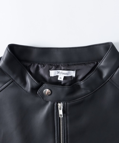 「NYLAUS」 ライダースジャケット 4L ワイン メンズ_画像4