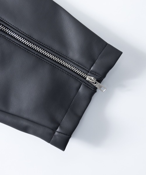 「NYLAUS」 ライダースジャケット 4L ワイン メンズ_画像8