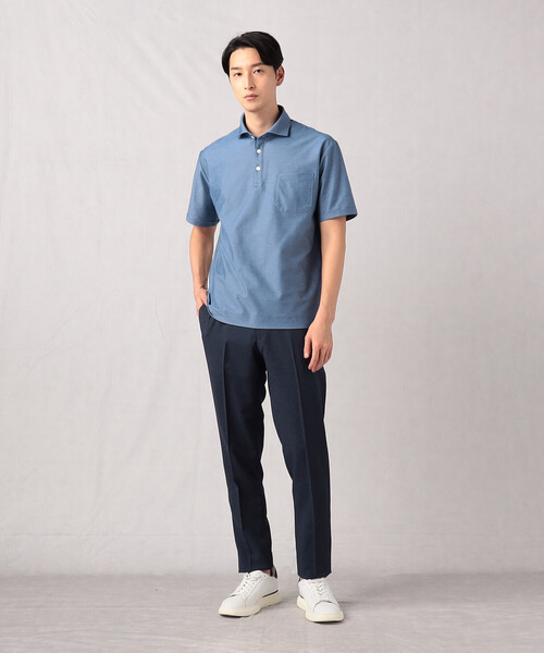 「COMME CA MEN」 半袖ポロシャツ M サックスブルー メンズ_画像8