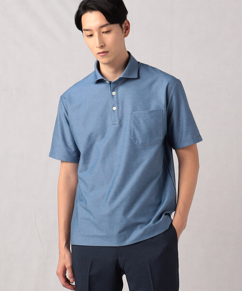 「COMME CA MEN」 半袖ポロシャツ M サックスブルー メンズ_画像9