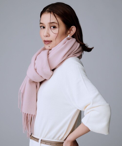 新品フランシーヌヴェズヴェレール高級カシミヤショール清楚ウールマフラー白スカーフ 098-902405270061_2.jpg