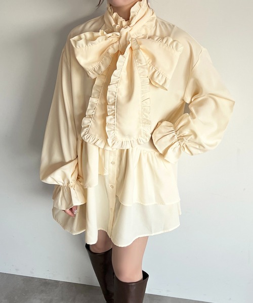 「apres jour」 長袖ワンピース X-LARGE オフホワイト レディース_画像6