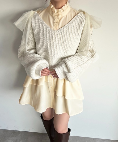 「apres jour」 長袖ワンピース X-LARGE オフホワイト レディース_画像9