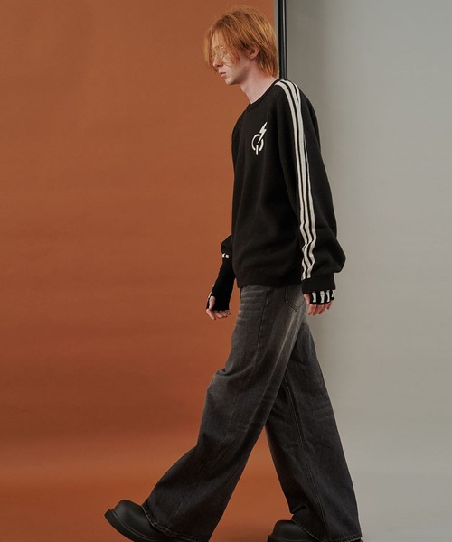 ニット/セーター line handmade knit ZIP FIVE -White Line- セーター ニット 「White Line」 コントラスト
