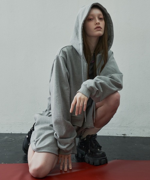 「AIVER」 ジップアップパーカー SMALL グレー レディース_画像6