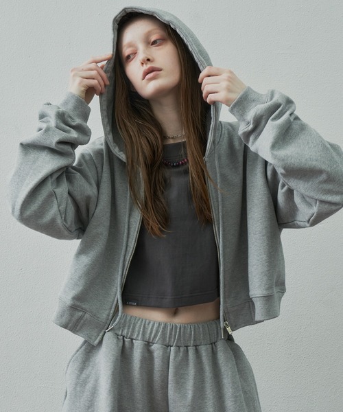 「AIVER」 ジップアップパーカー SMALL グレー レディース_画像7