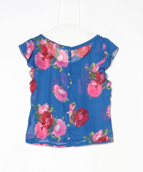 「Abercrombie&Fitch」 花柄ノースリーブブラウス X-SMALL ブルー レディース_画像2