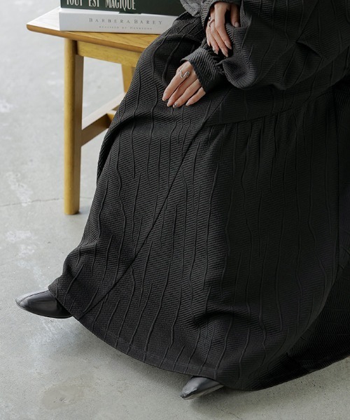 HUG.U（ハグユー） ワンピース ジャガードフレアロングワンピース