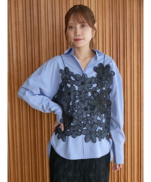 emmi ブラウス シャツ emmiロゴ刺繍シャツ レディース : ZOZOTOWN