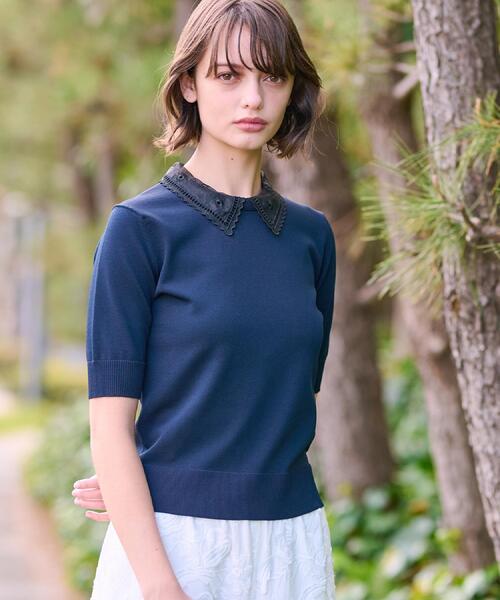 「DRESSTERIOR」 半袖ニット 38 ベージュ レディース_画像9