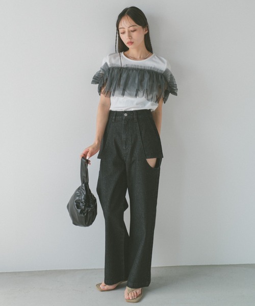 「VANNIE U」 デニムパンツ L ブラック レディース_画像8