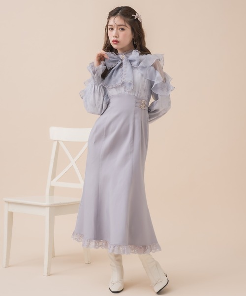 クチュールバイロジータ ワンピース 花柄ドッキングロングワンピース