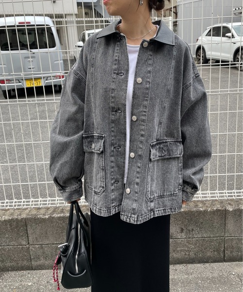 grown in the sun カバーオールジャケット サイズ2 グレー 210nouve（トゥージュヌーヴ） デニムジャケット gジャン フェイク