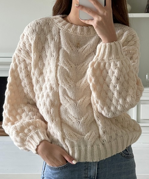 「VitaFelice」 長袖ニット FREE ブルー レディース_画像5