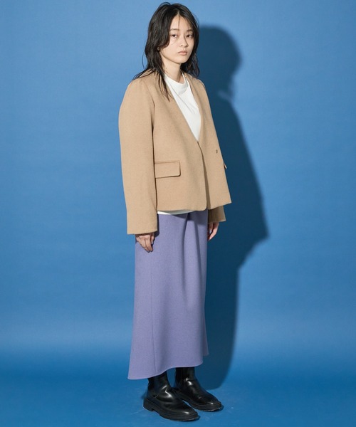 『オードリー』DANTON ノーカラージャケット　クリームホワイト Audrey and John Wad（オードリーアンドジョンワッド） ノーカラー