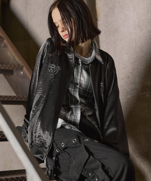ERAR スカジャン 「ERAR」トライバルハート刺繍ダブルジップオーバー