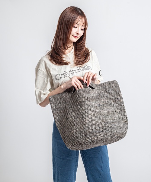 かごバッグ カゴバッグ 「MADE IN MADA /メイドインマダ」大きめ かごバッグ　ラフィア トートバッグ ハンドバッグの画像