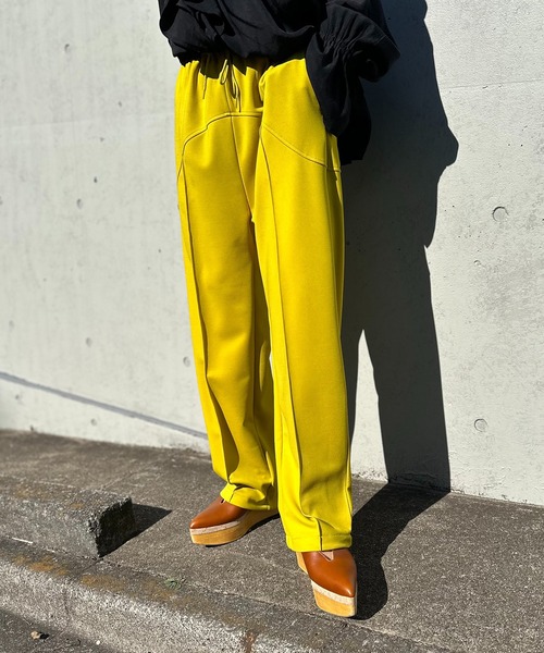 「mi via loca」 イージーパンツ FREE ライム レディース_画像2