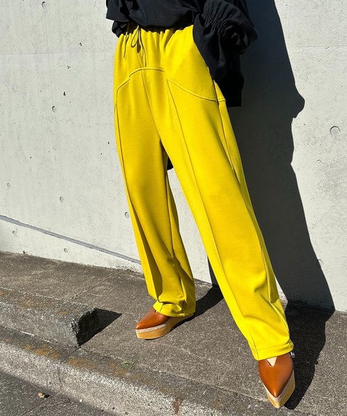 「mi via loca」 イージーパンツ FREE ライム レディース_画像4