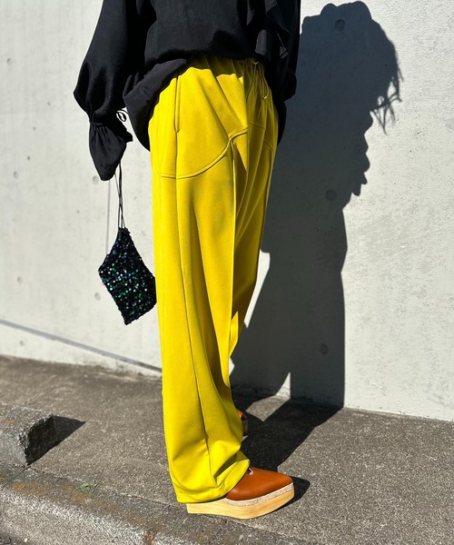 「mi via loca」 イージーパンツ FREE ライム レディース_画像6