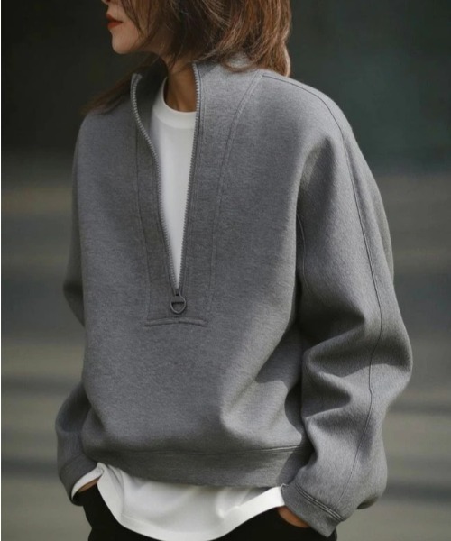 トレーナー スウェット 「裏起毛」ハーフジップスウェット レディース