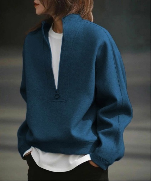 トレーナー スウェット 「裏起毛」ハーフジップスウェット レディース